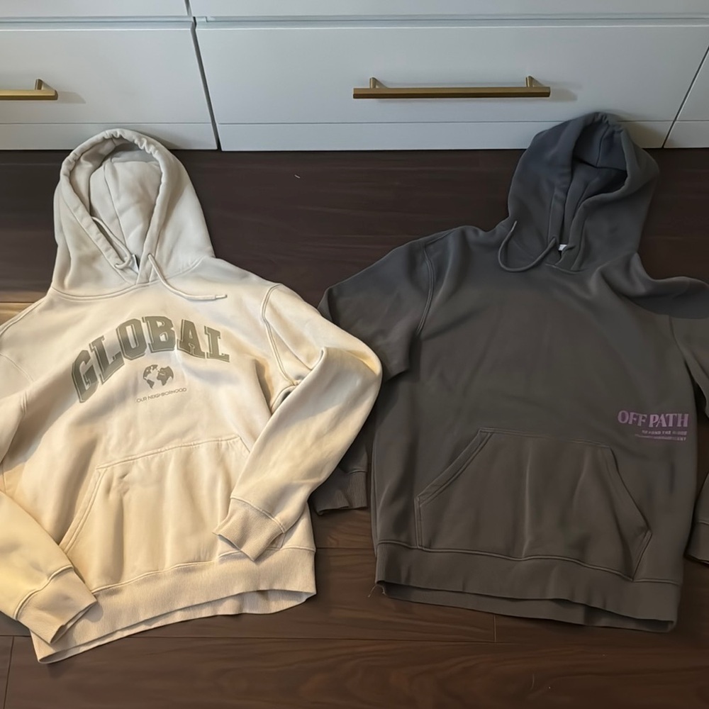 H&M Cream and Gray Hoodies